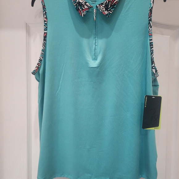 -NWT Emerald 18 Women's Golf Top Sleeveless Split V-Neck UPF 50+ Aqua Blue - Picture 4 of 8